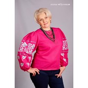 Шикарная женская блуза, с вышивкой по рукавам и мережкой ручной работы на груди фото