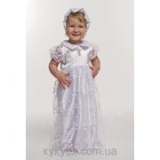 Комплект крестильное платье для девочки с гипюром белый фотография