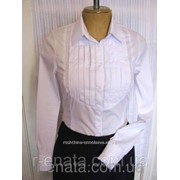 Белая блузка “Шанель“ со складками фото