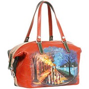 Женская оранжевая кожаная сумка фото