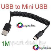 Спиральный кабель-переходник с USB на Mini USB фотография