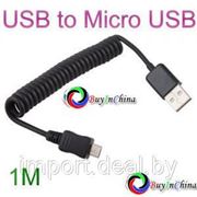Спиральный кабель-переходник USB - Micro USB фото