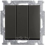 Выключатель трехклавишный ABB Basic 55 (шато-черный) фото