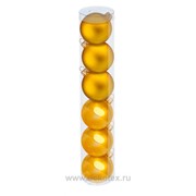 Набор шаров Morozko НГ глянец/мат d55 6шт золот (1/16) фото