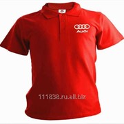 Рубашка поло Audi красная вышивка белая фотография