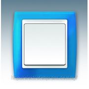 Выключатель 1клавишный, синий полупрозрачный фотография