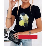 Женская футболка с геометрическими узорами 42-50 р. черная