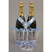 Корзинка для шампанского №19, голубой (из фатина) фотография