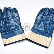 Перчатки нитриловые синие (крага) фото
