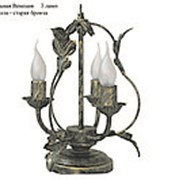Кованая настольная лампа Венеция трехламповая, темная бронза фотография