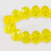 Бусины хрустальные “Рондель“, Стекло, Граненые, 8х6 мм, Цвет:Желтый прозрачный (~72шт/нить) фото