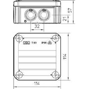 Кабельная распределительная коробка, с электр. вводами Т-60, размер 114*114*60, IP 66