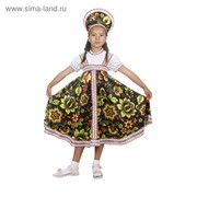 Русский народный костюм “Хохлома“, платье, кокошник, цвет чёрный, р-р 30, рост 110-116 см фотография