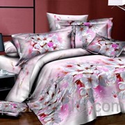 Комплект постельного белья YL 130823, Zastelli микросатин Двуспальный Евро Сиреневый Растения, цветы фотография
