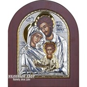 Святое Семейство - Греческая Икона В Качественной Арочной Рамке Из Дерева Код товара: ОGOLD