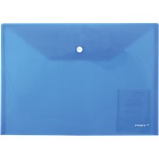 Папка-конверт с кнопкой "Clear Bag" полупр. синяя А4, 0.20 мм "Proff"