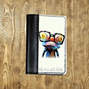 Обложка на паспорт комбинированная “Лягушка в очках“ фото
