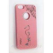 Задняя крышка Pizu пластиковая iPhone 5 со стразами розовая “Туфелька“ фото