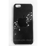 Задняя накладка для iPhone 5 объёмный рисунок чёрная Apple фотография
