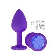 Фиолетовая силиконовая пробка с синим кристаллом - 7,3 см. фото
