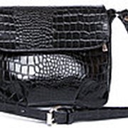 Небольшая женская черная тисненая кожаная сумочка фотография