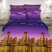 Комплект постельного белья полуторка фиолетовое Нью-Йорк фото