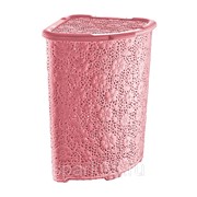 Корзина для белья п/эт. 50л угловая ажурная розовая “Dunya“ (05015) фото