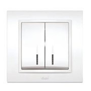 Выключатель ZENA 2-й с подсветкой с рамкой белый 500-010200-203 фото