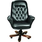 Кожаное вип кресло ГЕРКУЛЕС дерево для руководителя, HERCULES Extra кожа LE черная фото