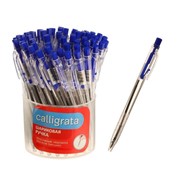 Ручка шариковая, автоматическая, прозрачный корпус, стержень синий, рифлёный грип фото