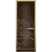 Дверь стекло Бронза, рис. "БАНЬКА", 1900х700мм, (кор. бук)