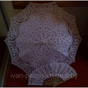 Свадебный зонтик и веер розовый фото