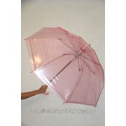 Розовый полупрозрачный зонтик для гламурных леди на свадьбе
