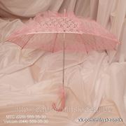 Розовый Кружевной Свадебный зонт. Кружевная ручка. фото