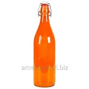 Бугельная стеклянная бутылка 1 л Orange для масла, коктейлей, соков фотография