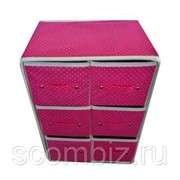 Портативный складной мини-комод, 6 отделений, розовый фото