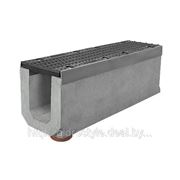 Комплект: лоток водоотводный SUPER ЛВ -10.16.10 бетонный с решеткой щелевой чугунной ВЧ, кл. D, с вертикальным водосливом фото