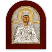 Икона Матрона серебряная с позолотой Silver Axion 85 х 100 мм на деревянной основе