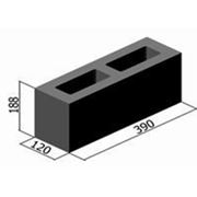 Блок перегородочный керамзито-бетонный 2 пустотный 390х120х188 фотография