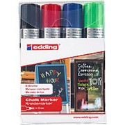 edding Набор маркеров меловых edding 4090, смываемые, скошенный наконечник, 4-15 мм, 4 цвета фото