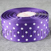 Лента репсовая фиолетовая с мелким горохом 4 см 25 ярд 5859 фотография