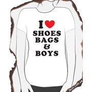 Женская футболка “I love shoes bags and boys“ в Полтаве от интернет магазина Ту Хот фото
