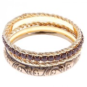 Браслет-кольца 4 кольца Узор , цвет серый в золоте фотография