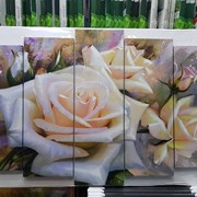 Модульная картина пятипанельная 80 х 125 см Большие белые розы фото