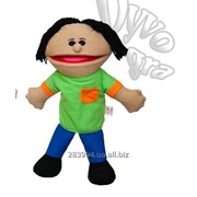 Мягкие куклы-перчатки Puppets для психотерапии и развития общения, мальчик в салатовом фото