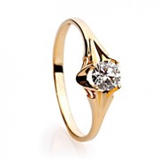 Золотое кольцо-солитер с крупным бриллиантом 0,2 карата