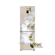 Виниловая наклейка на холодильник Белая орхидея фото