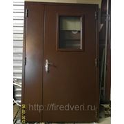 Дверь металлическая противопожарная двустворчатая остекленная EIS-60 2100х1200 фотография