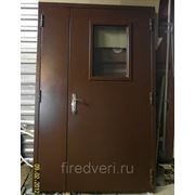 Дверь металлическая противопожарная двустворчатая остекленная EIS-60 2000х2000 фотография