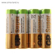Батарейка алкалиновая GP Super, AA, LR6-4S, 1.5В, спайка, 4 шт. фотография